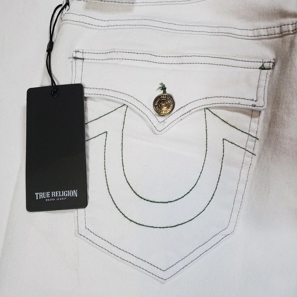 True Religion Ricky Relaxed Straight Leg Jeans Optic White Mens W33 L34 NWT‎